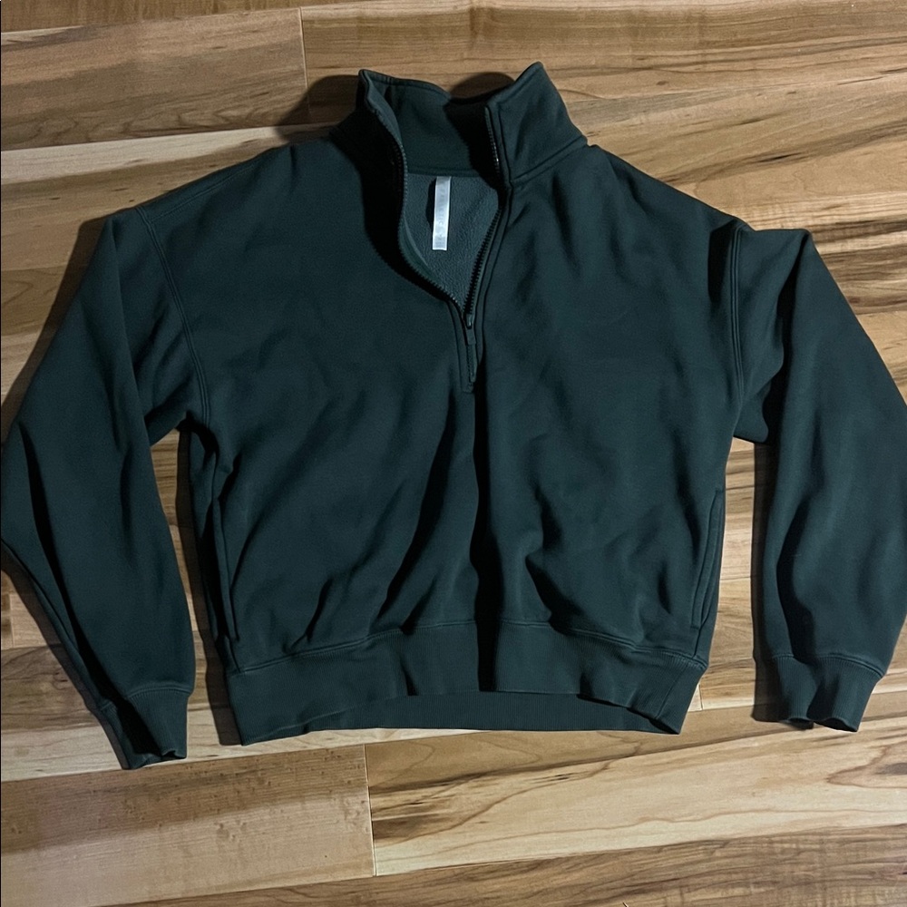 Fabletics Dark Green Half-Zip Sweatshirt